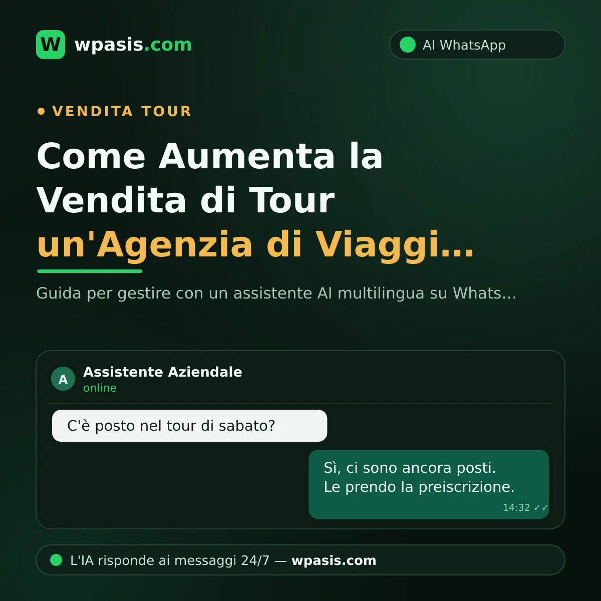 Come Aumenta la Vendita di Tour un'Agenzia di Viaggi con WhatsApp?