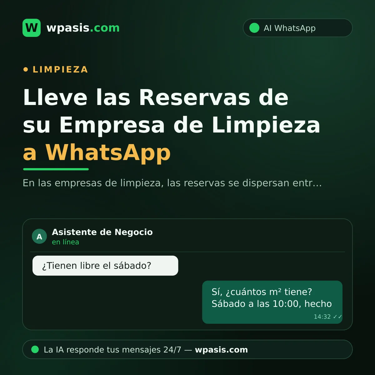 Lleve las Reservas de su Empresa de Limpieza a WhatsApp