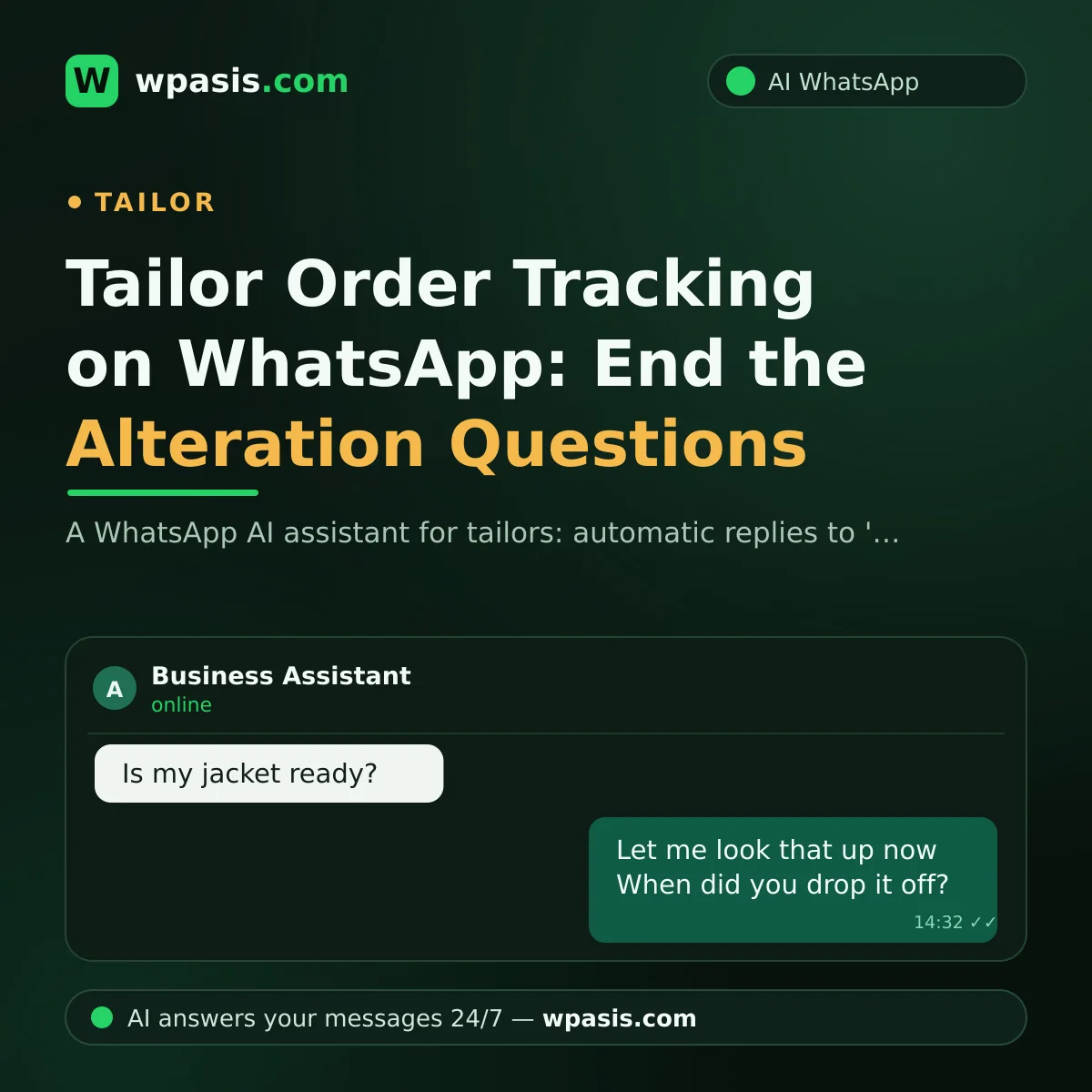 Tailor Order Tracking on WhatsApp: End the Alteration Questions