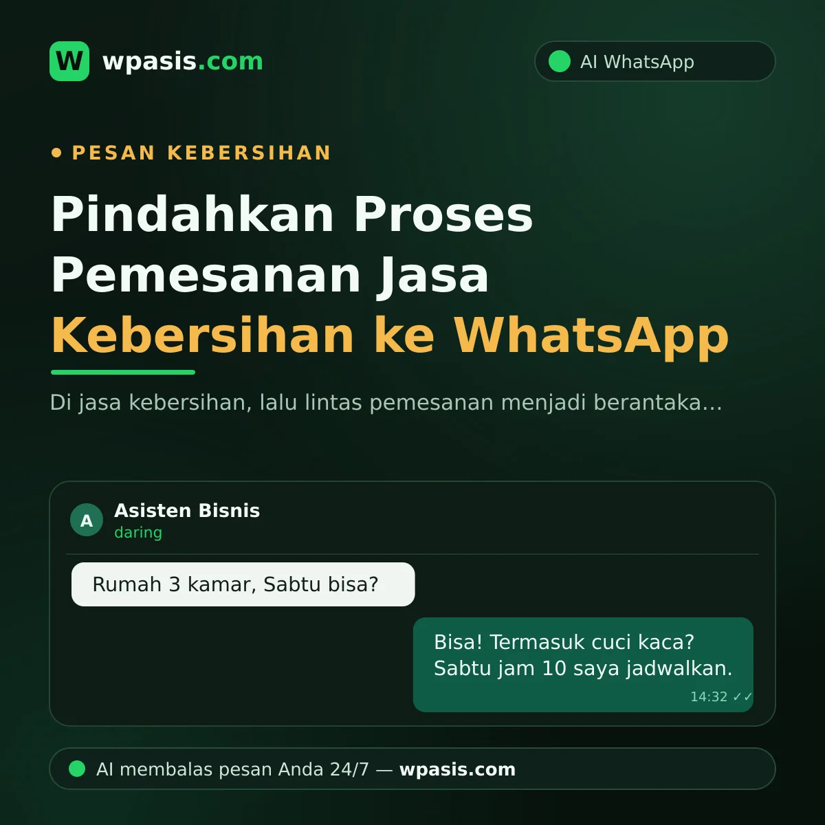 Pindahkan Proses Pemesanan Jasa Kebersihan ke WhatsApp