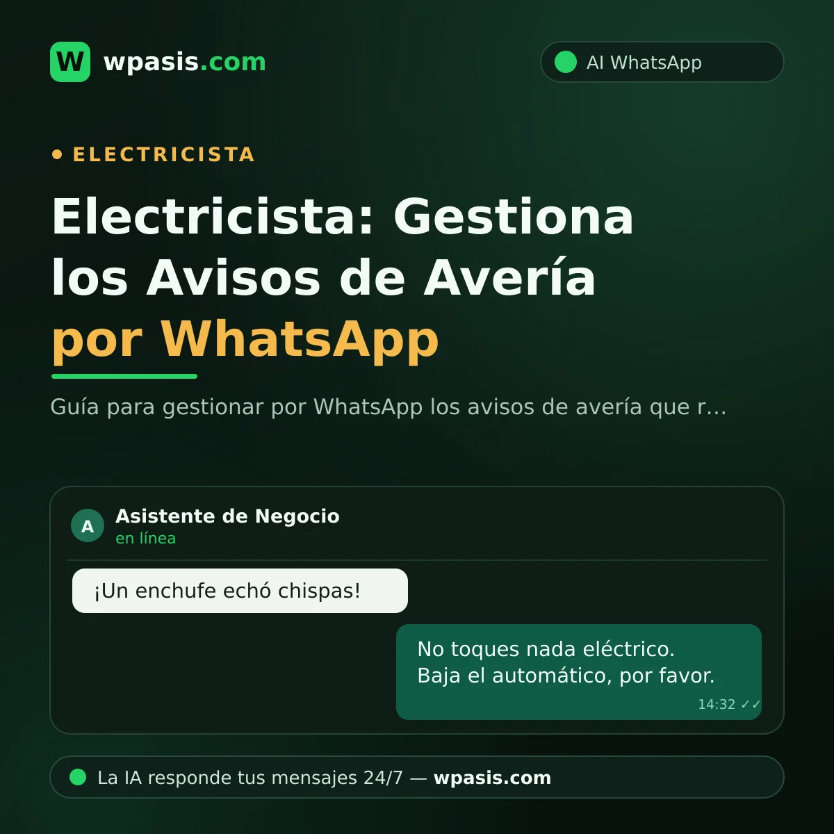 Electricista: Gestiona los Avisos de Avería por WhatsApp