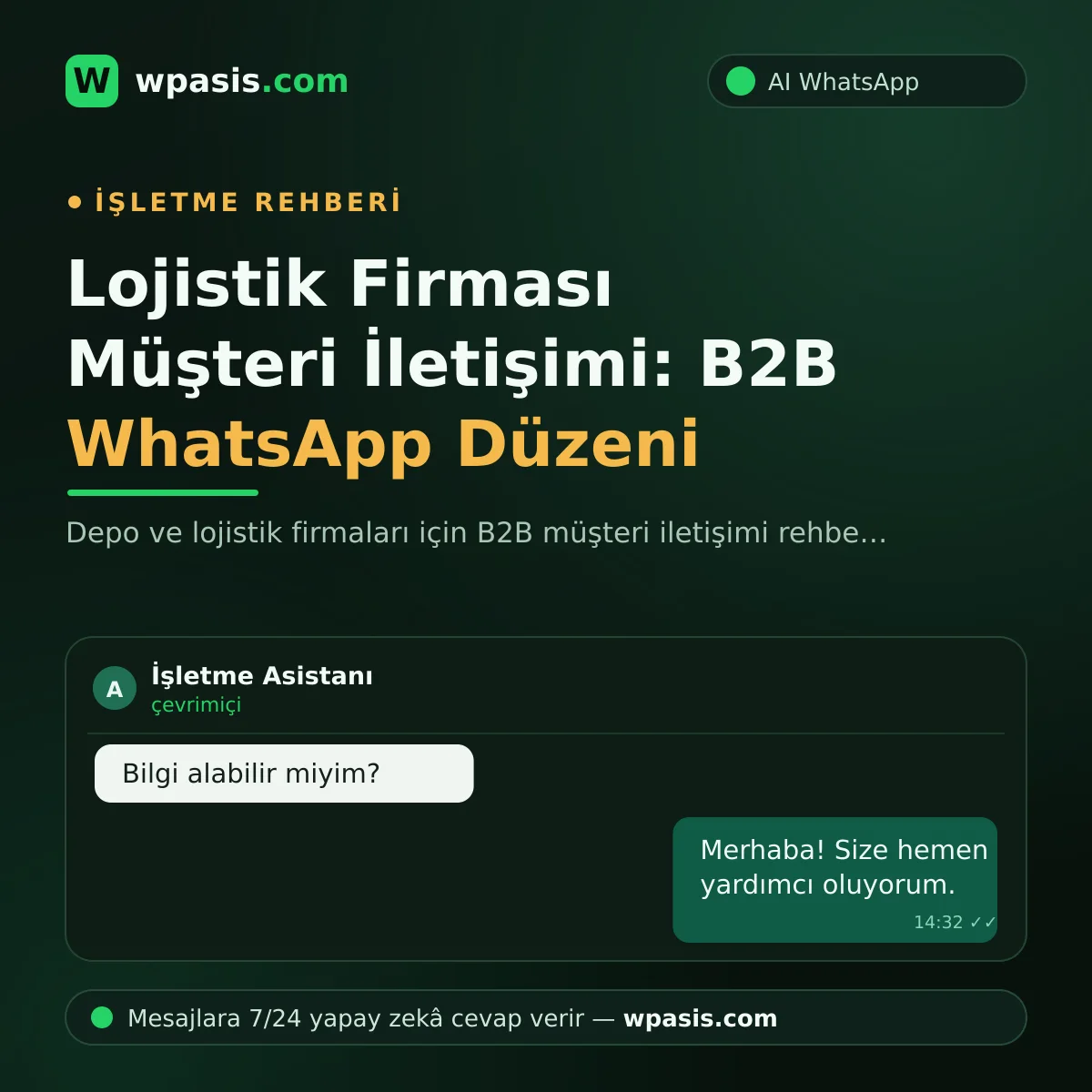 Lojistik Firması Müşteri İletişimi: B2B WhatsApp Düzeni