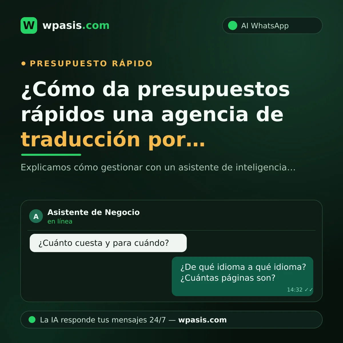 ¿Cómo da presupuestos rápidos una agencia de traducción por WhatsApp?