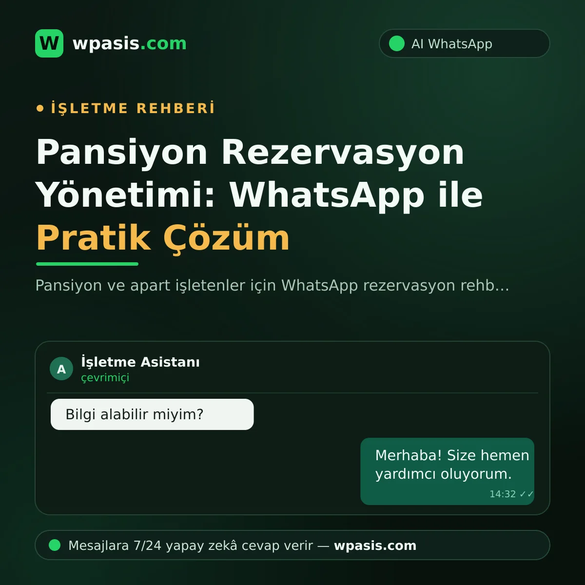 Pansiyon Rezervasyon Yönetimi: WhatsApp ile Pratik Çözüm