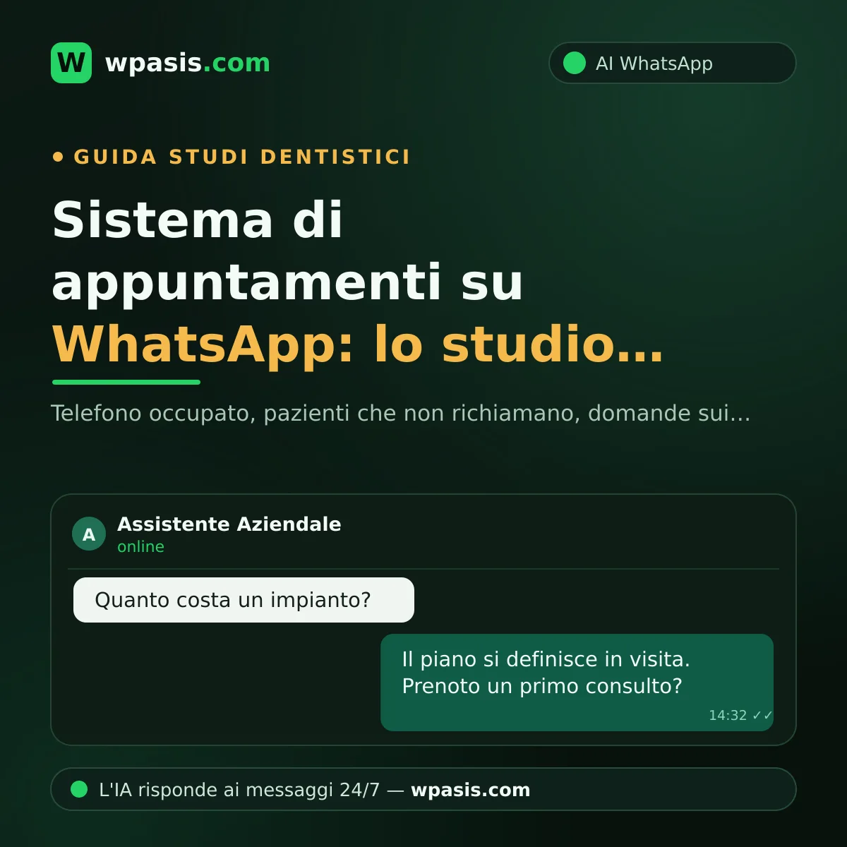 Sistema di appuntamenti su WhatsApp: lo studio dentistico non perde più pazienti