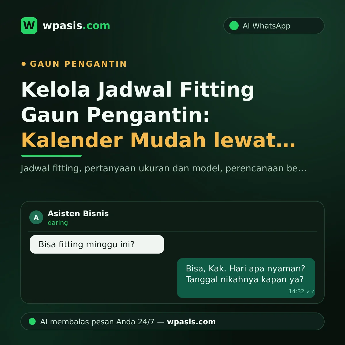 Kelola Jadwal Fitting Gaun Pengantin: Kalender Mudah lewat WhatsApp