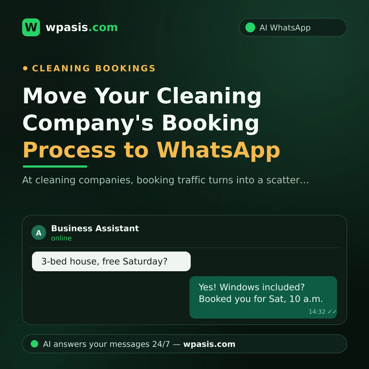 Move Your Cleaning Company's Booking Process to WhatsApp