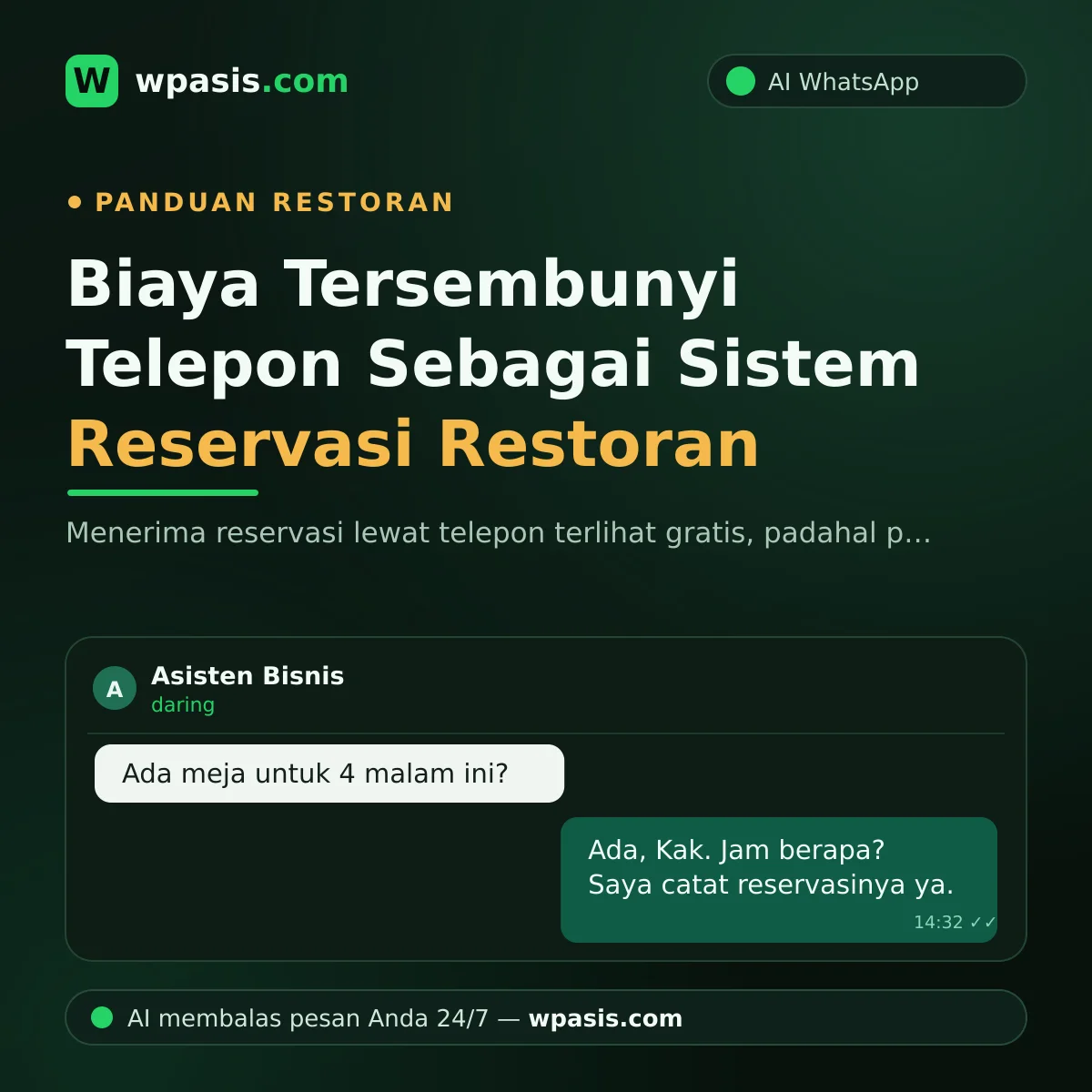 Biaya Tersembunyi Telepon Sebagai Sistem Reservasi Restoran