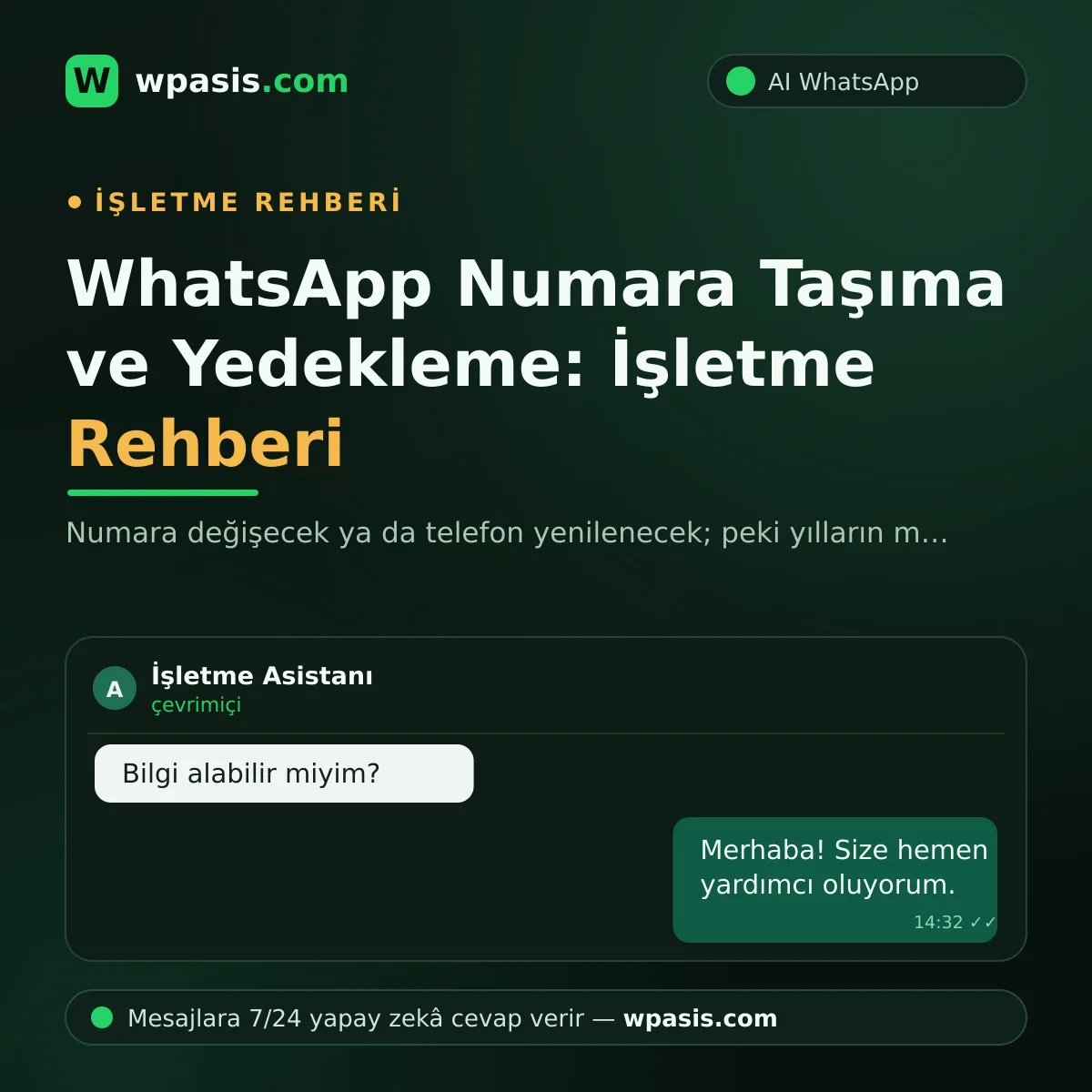 WhatsApp Numara Taşıma ve Yedekleme: İşletme Rehberi