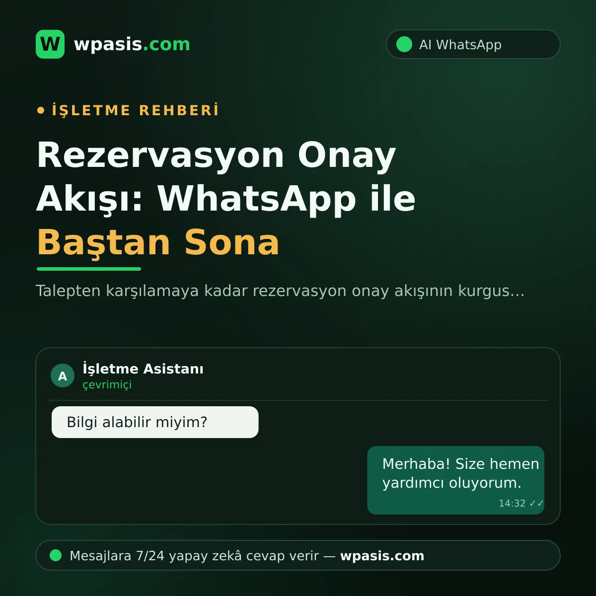 Rezervasyon Onay Akışı: WhatsApp ile Baştan Sona