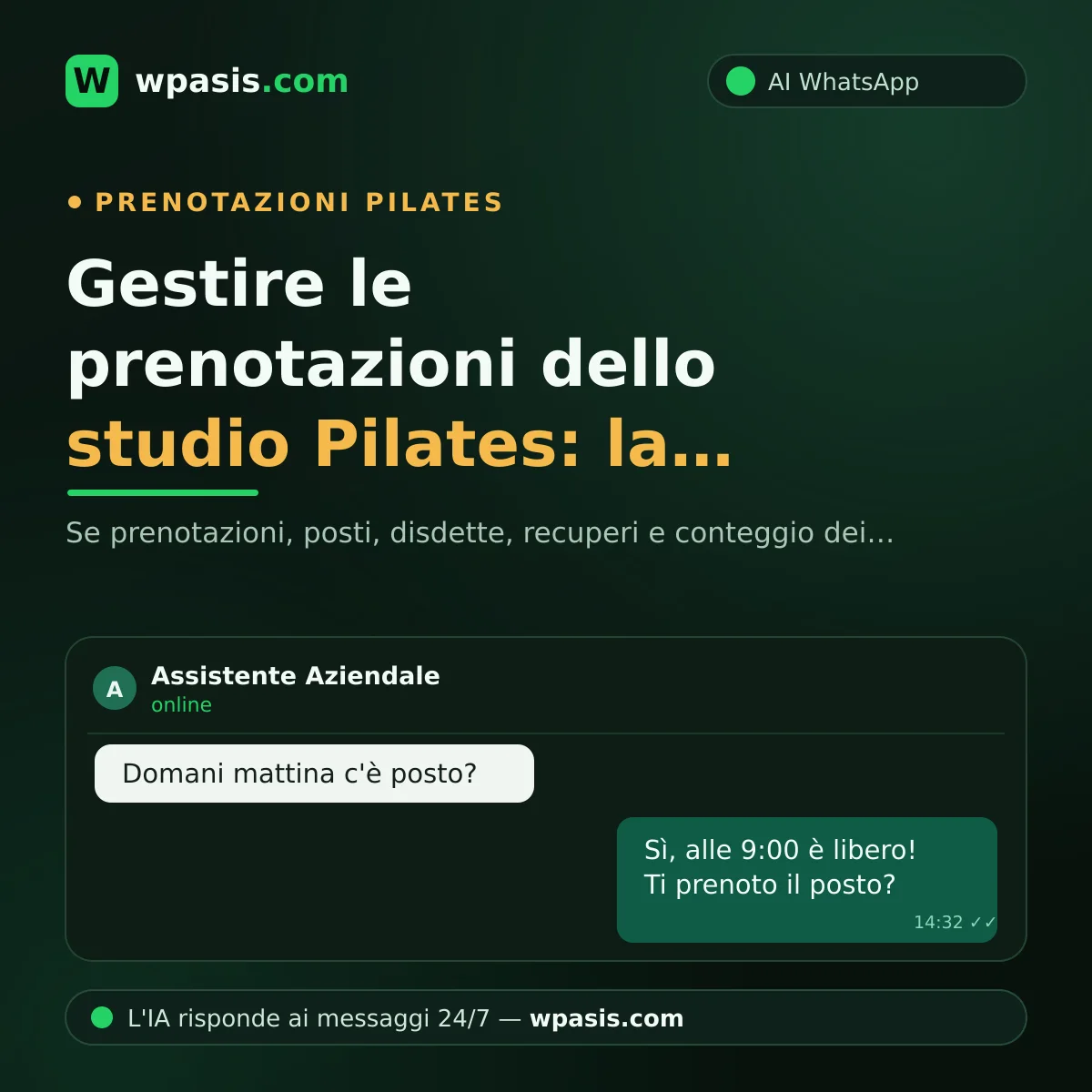 Gestire le prenotazioni dello studio Pilates: la soluzione con WhatsApp