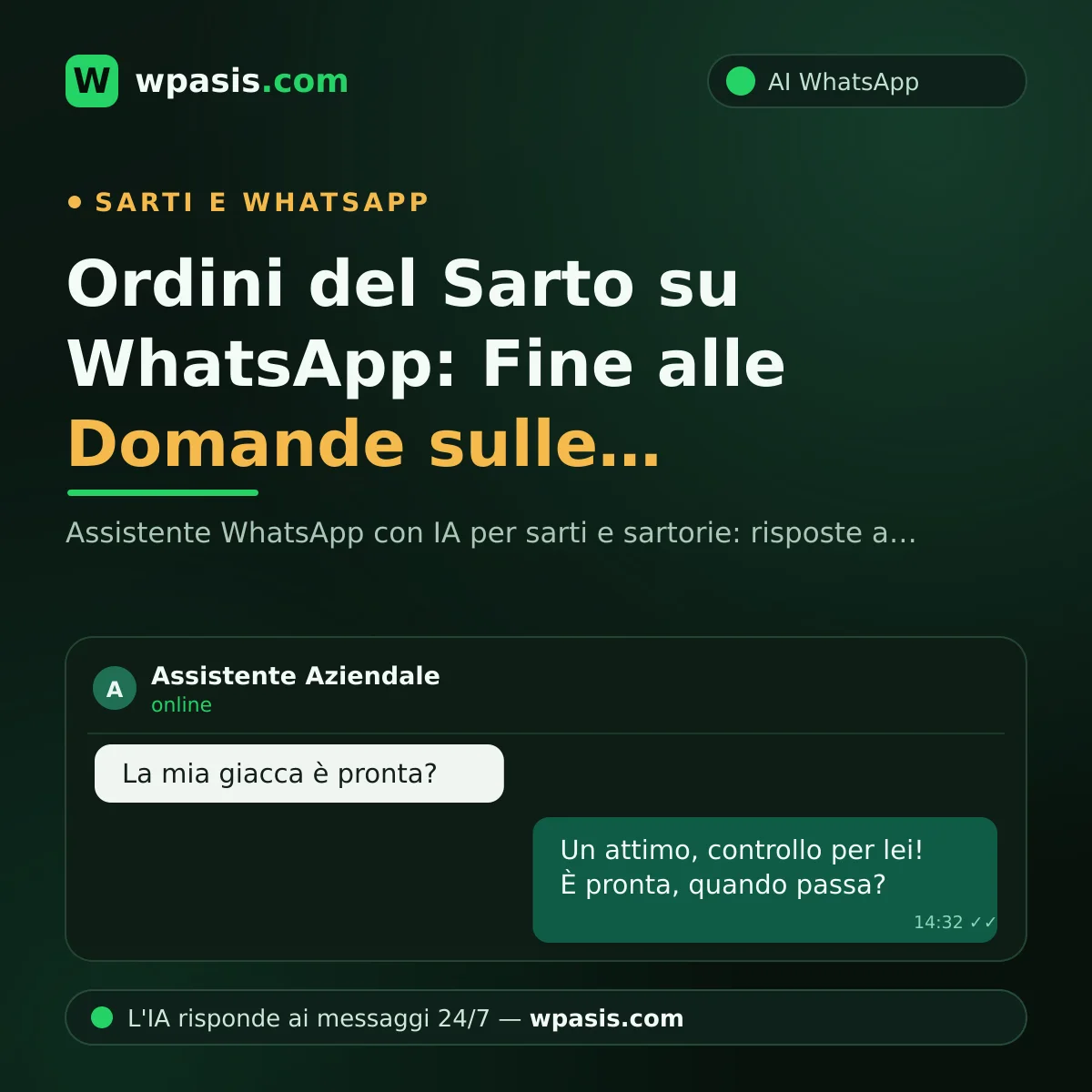 Ordini del Sarto su WhatsApp: Fine alle Domande sulle Modifiche