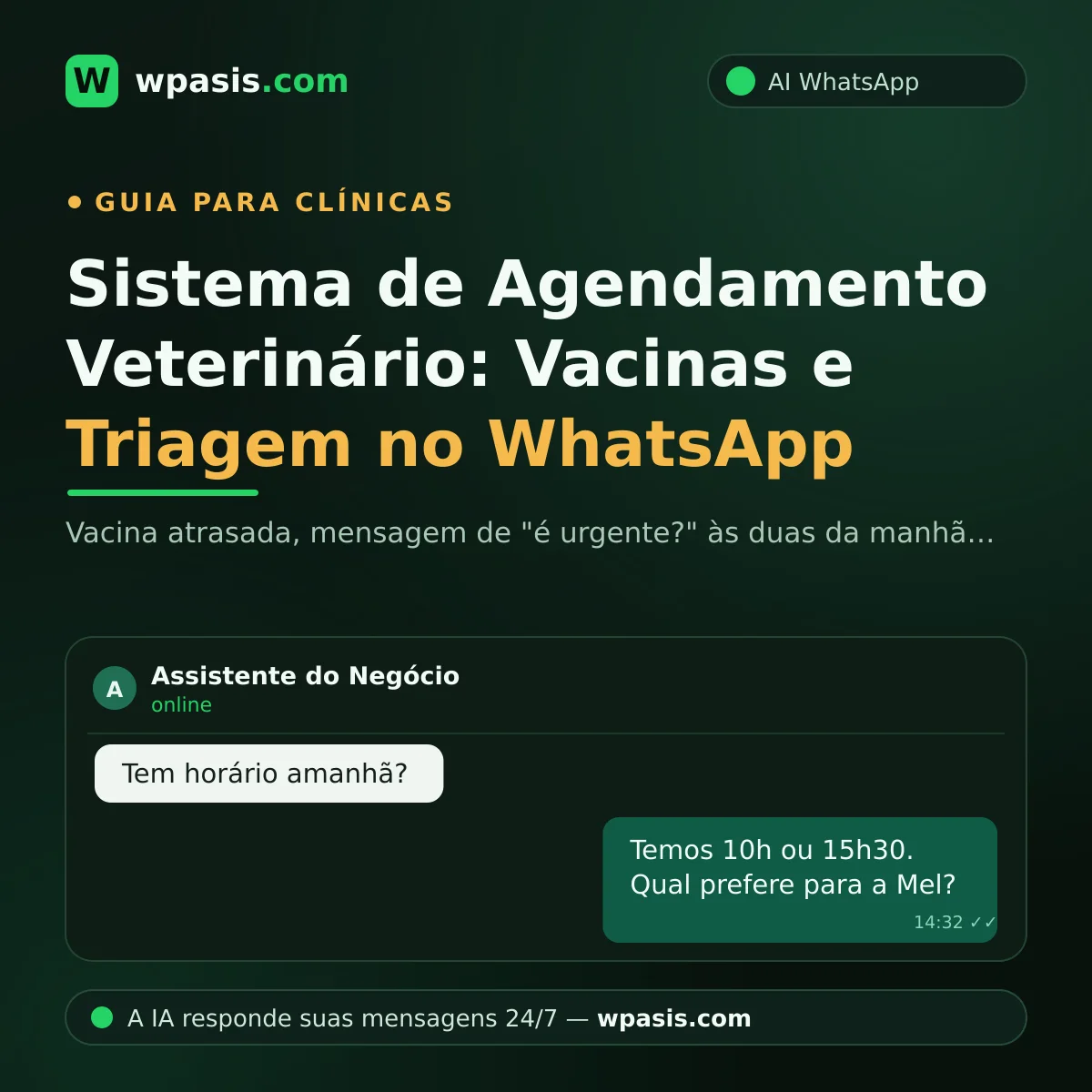 Sistema de Agendamento Veterinário: Vacinas e Triagem no WhatsApp