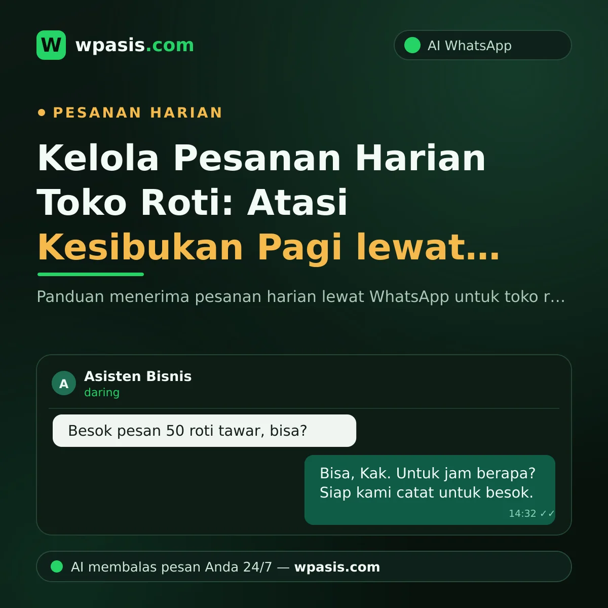 Kelola Pesanan Harian Toko Roti: Atasi Kesibukan Pagi lewat WhatsApp