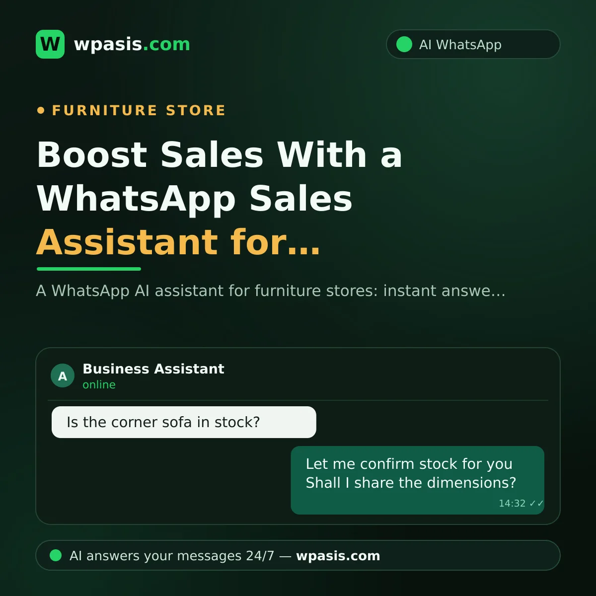 Boost Sales With a WhatsApp Sales Assistant for Furniture Stores