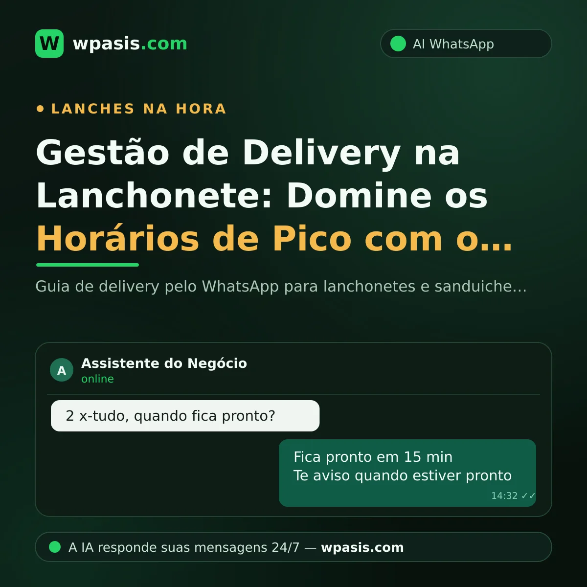 Gestão de Delivery na Lanchonete: Domine os Horários de Pico com o WhatsApp
