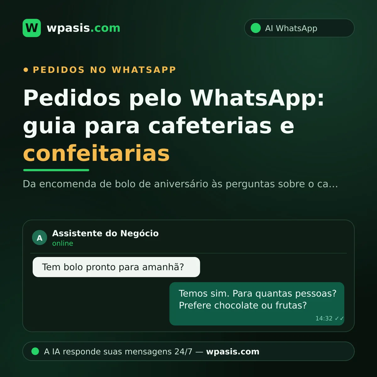 Pedidos pelo WhatsApp: guia para cafeterias e confeitarias