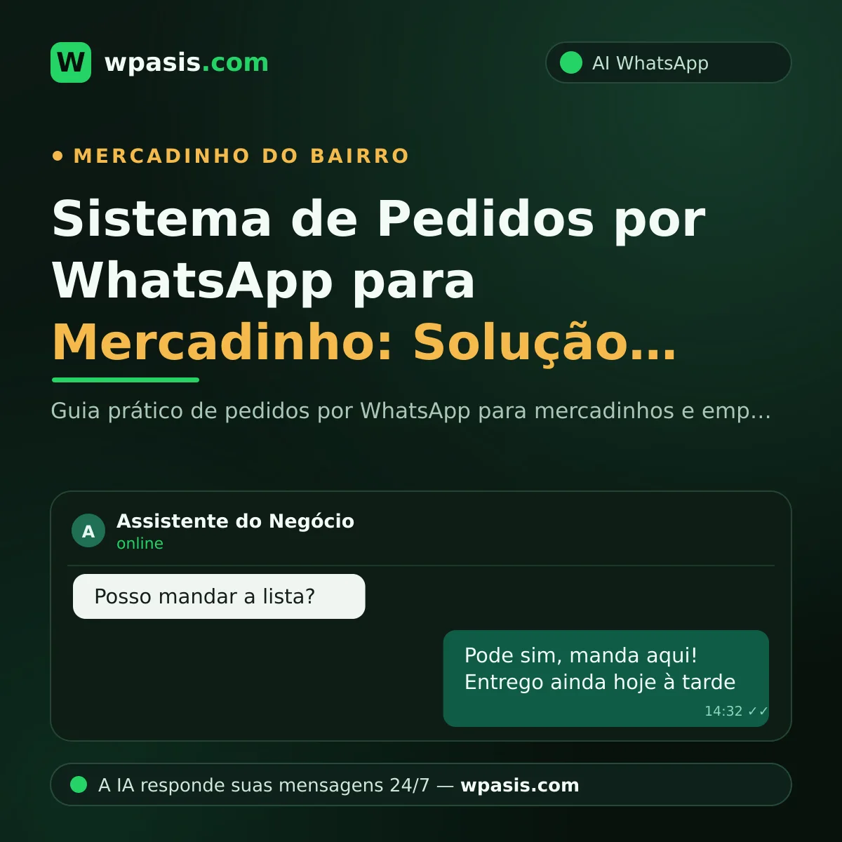 Sistema de Pedidos por WhatsApp para Mercadinho: Solução Digital para o Comércio de Bairro