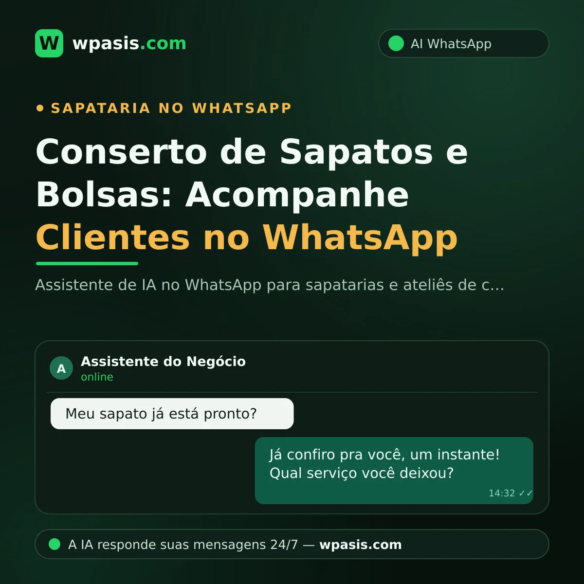 Conserto de Sapatos e Bolsas: Acompanhe Clientes no WhatsApp