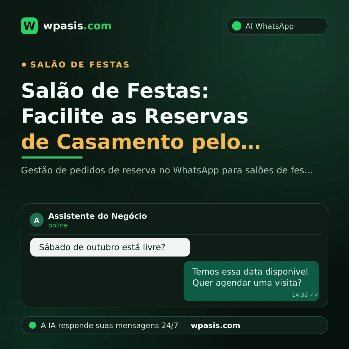 Salão de Festas: Facilite as Reservas de Casamento pelo WhatsApp