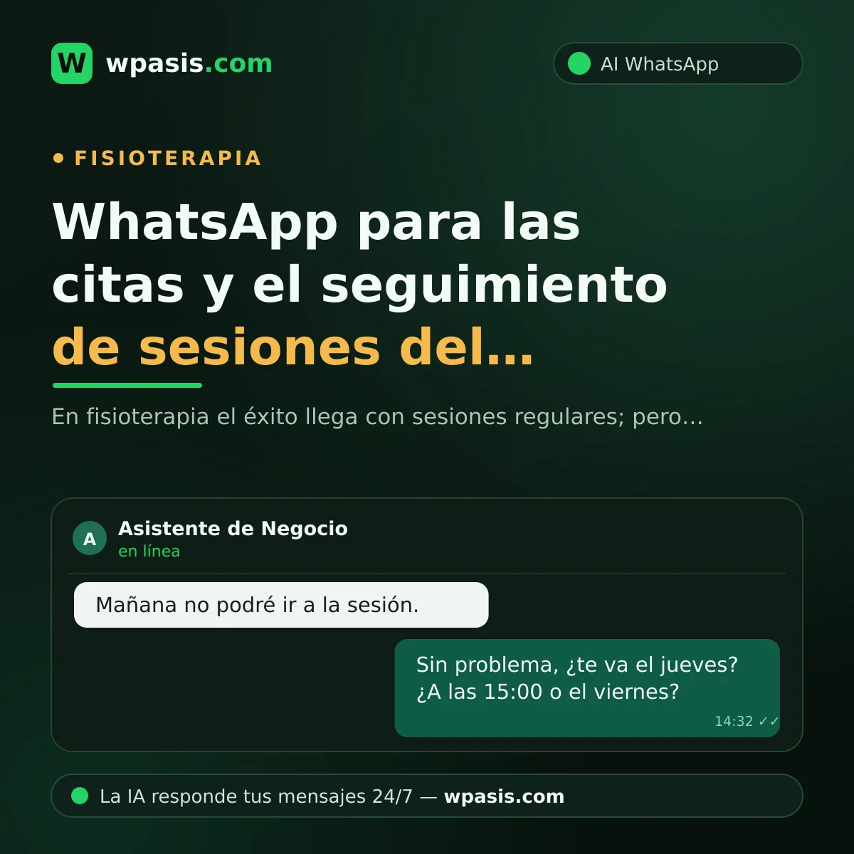WhatsApp para las citas y el seguimiento de sesiones del fisioterapeuta