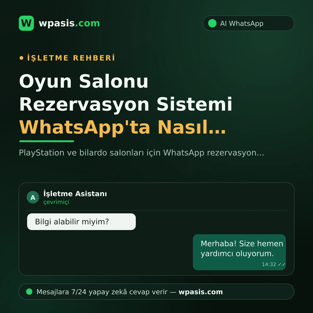 Oyun Salonu Rezervasyon Sistemi WhatsApp'ta Nasıl Kurulur?