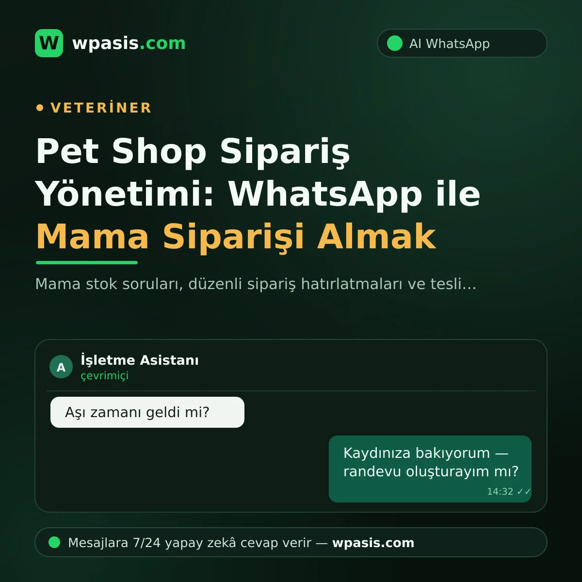 Pet Shop Sipariş Yönetimi: WhatsApp ile Mama Siparişi Almak