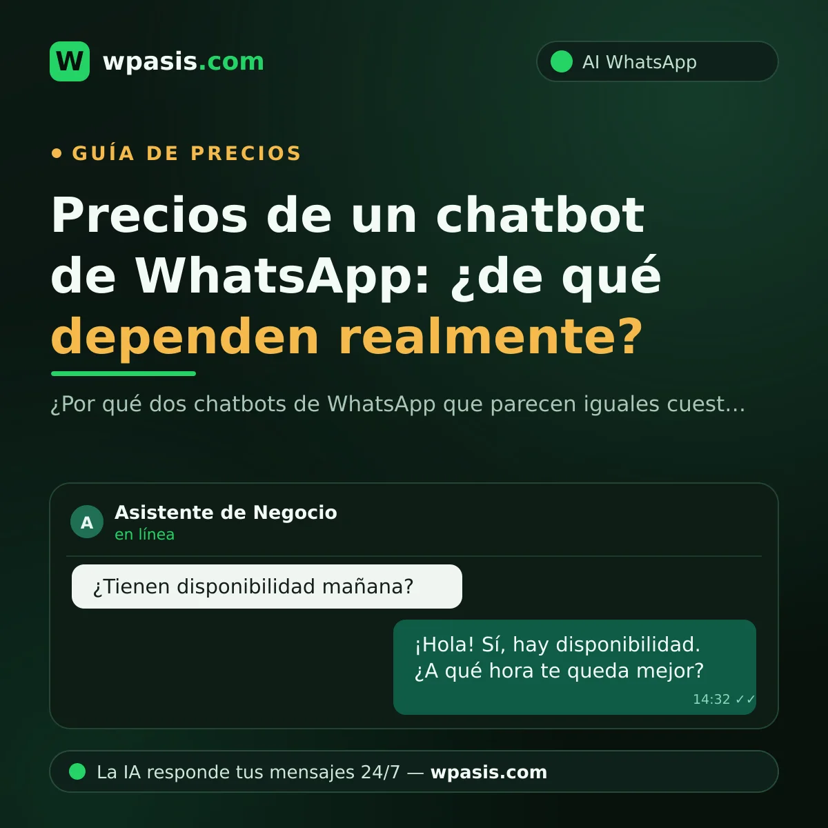 Precios de un chatbot de WhatsApp: ¿de qué dependen realmente?