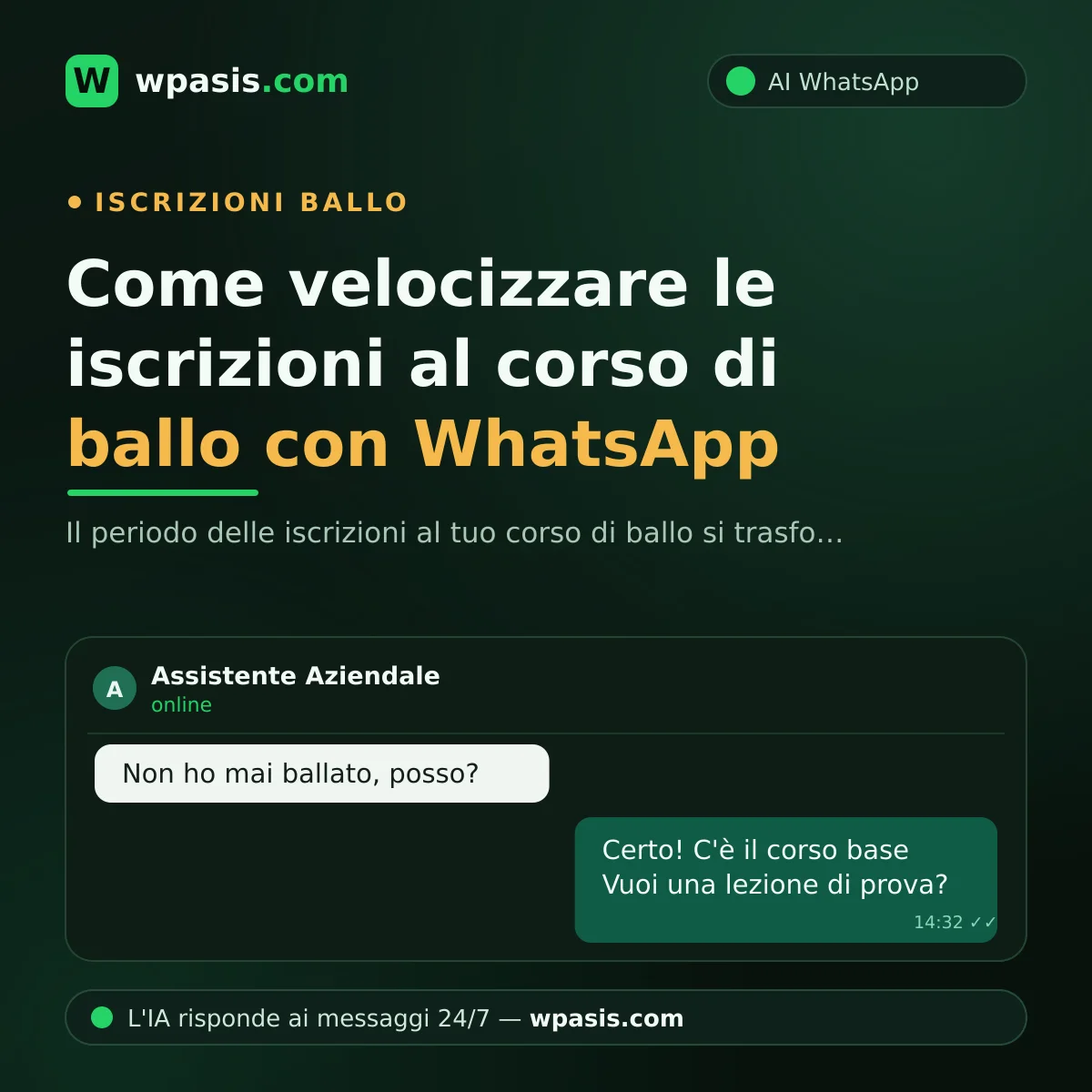 Come velocizzare le iscrizioni al corso di ballo con WhatsApp