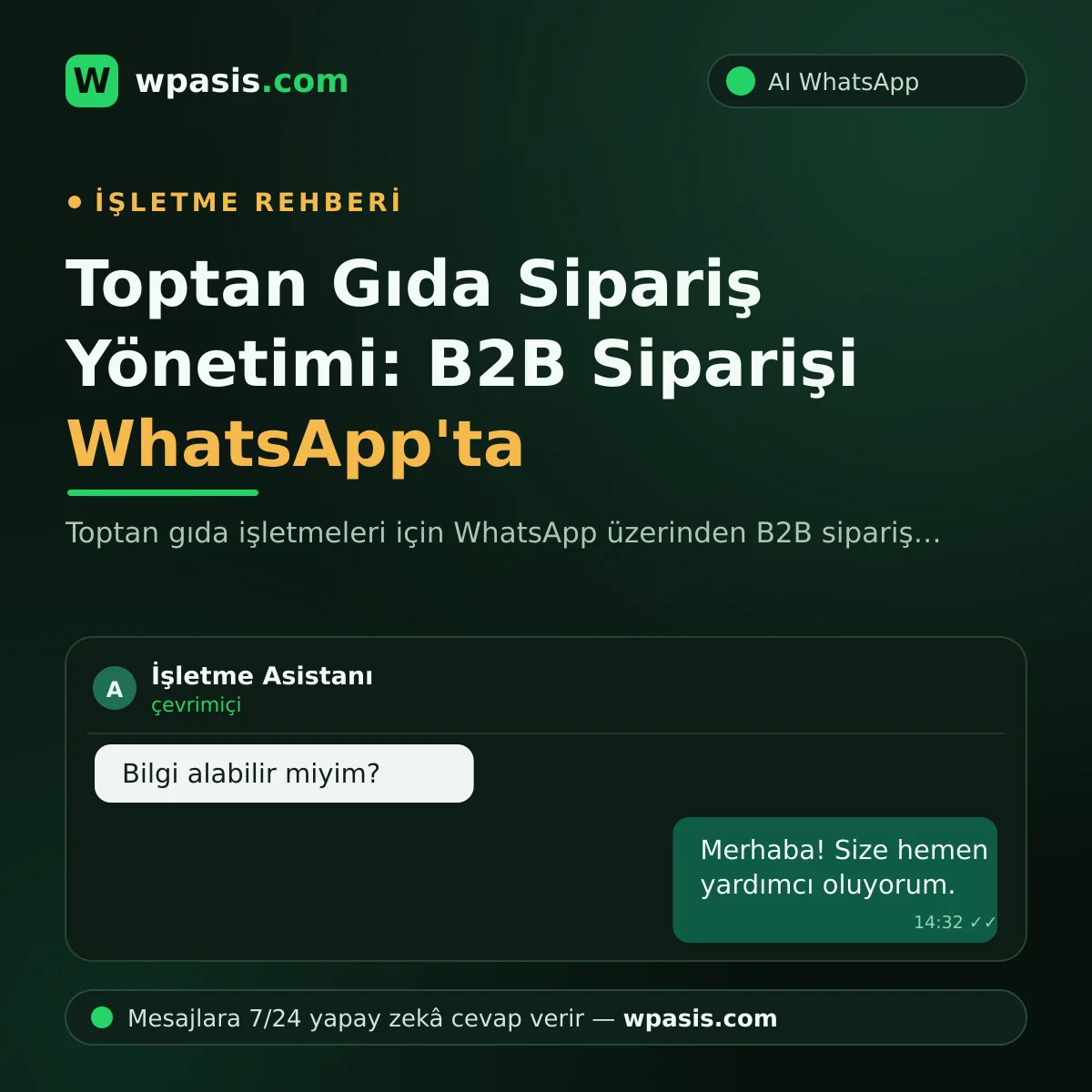 Toptan Gıda Sipariş Yönetimi: B2B Siparişi WhatsApp'ta
