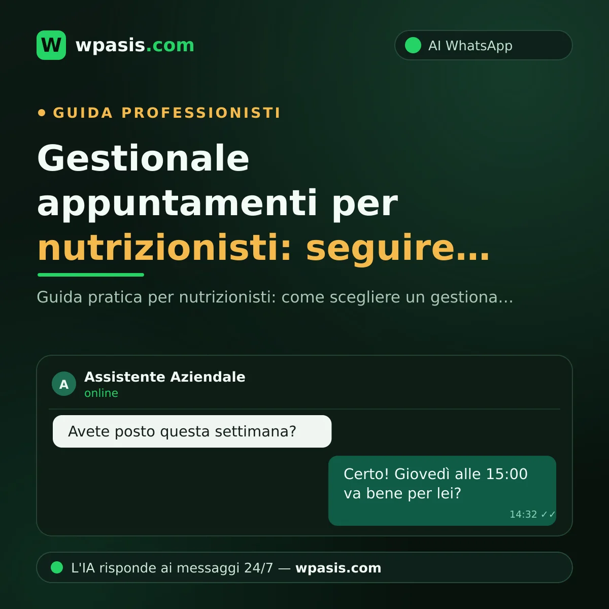 Gestionale appuntamenti per nutrizionisti: seguire i pazienti su WhatsApp