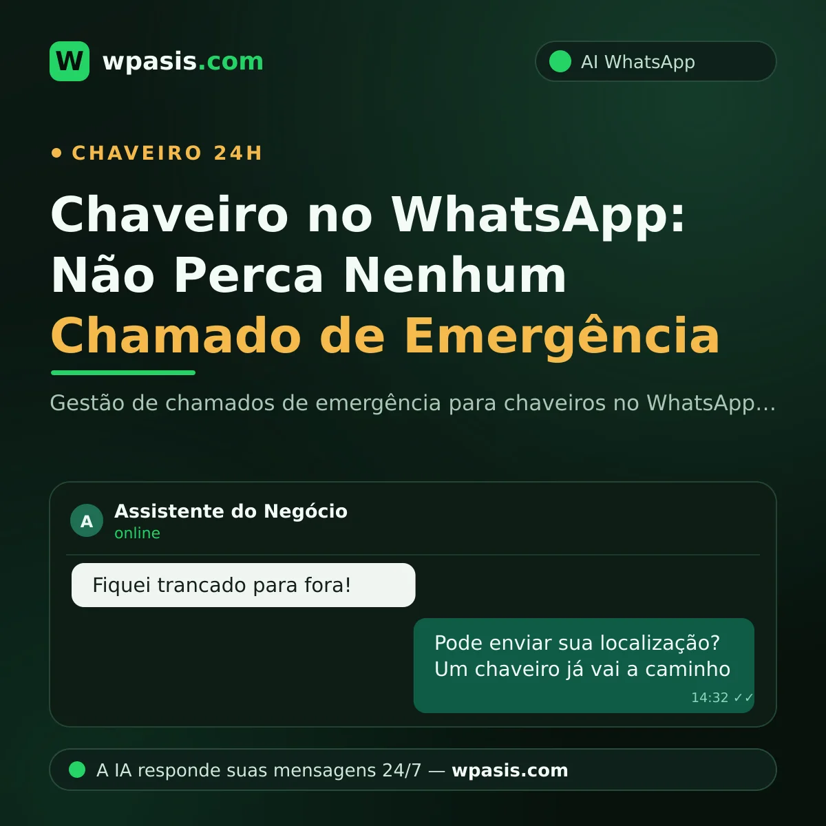 Chaveiro no WhatsApp: Não Perca Nenhum Chamado de Emergência