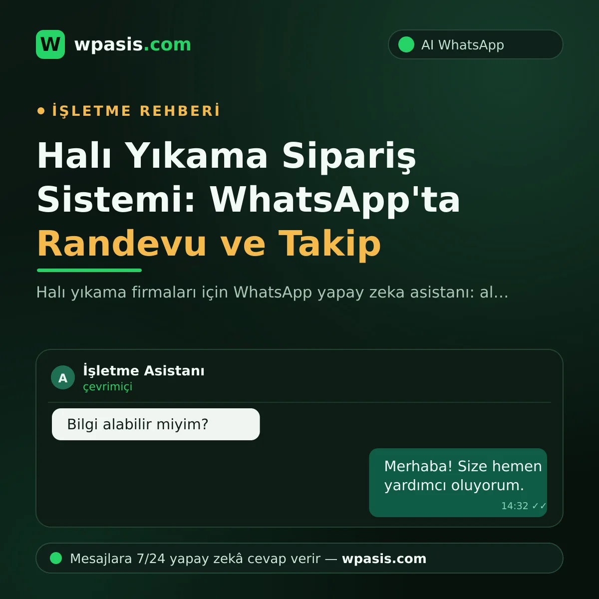 Halı Yıkama Sipariş Sistemi: WhatsApp'ta Randevu ve Takip