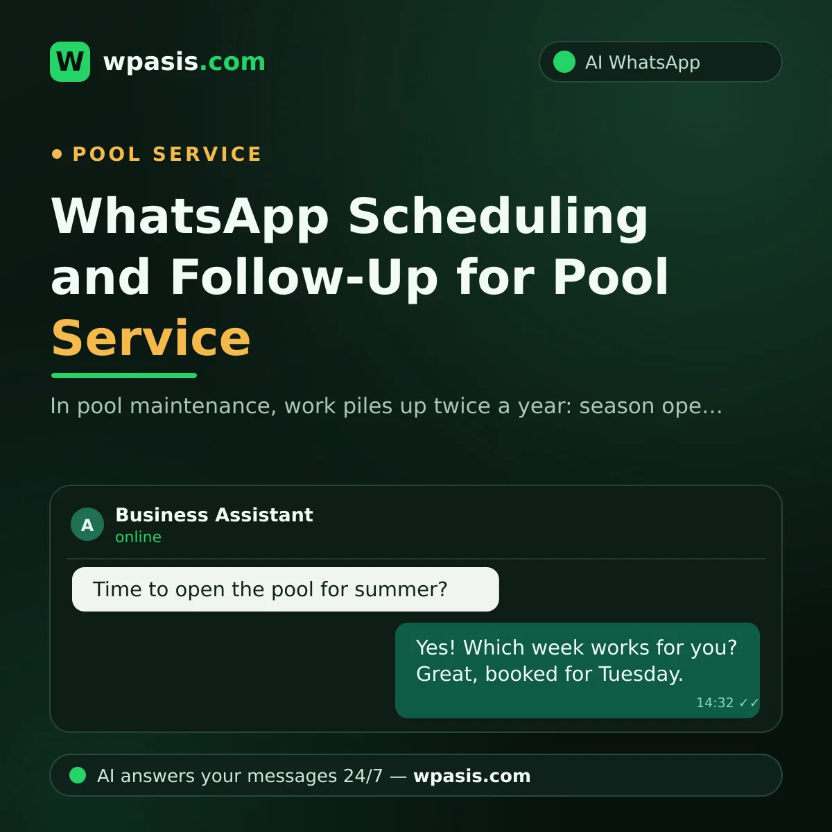 WhatsApp Scheduling and Follow-Up for Pool Service