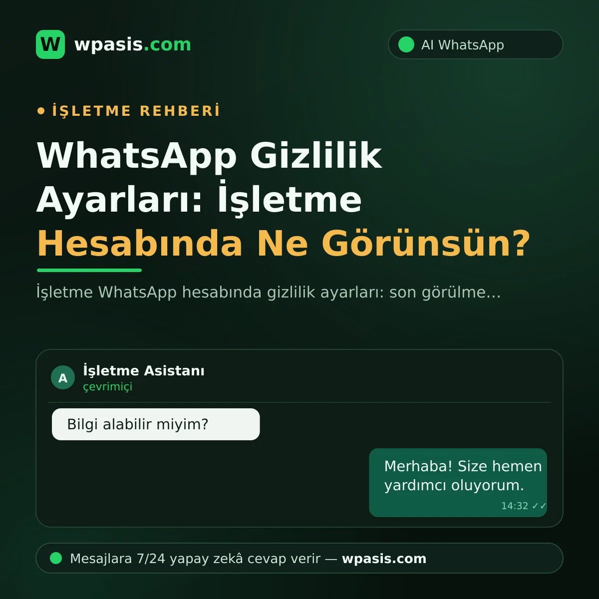 WhatsApp Gizlilik Ayarları: İşletme Hesabında Ne Görünsün?