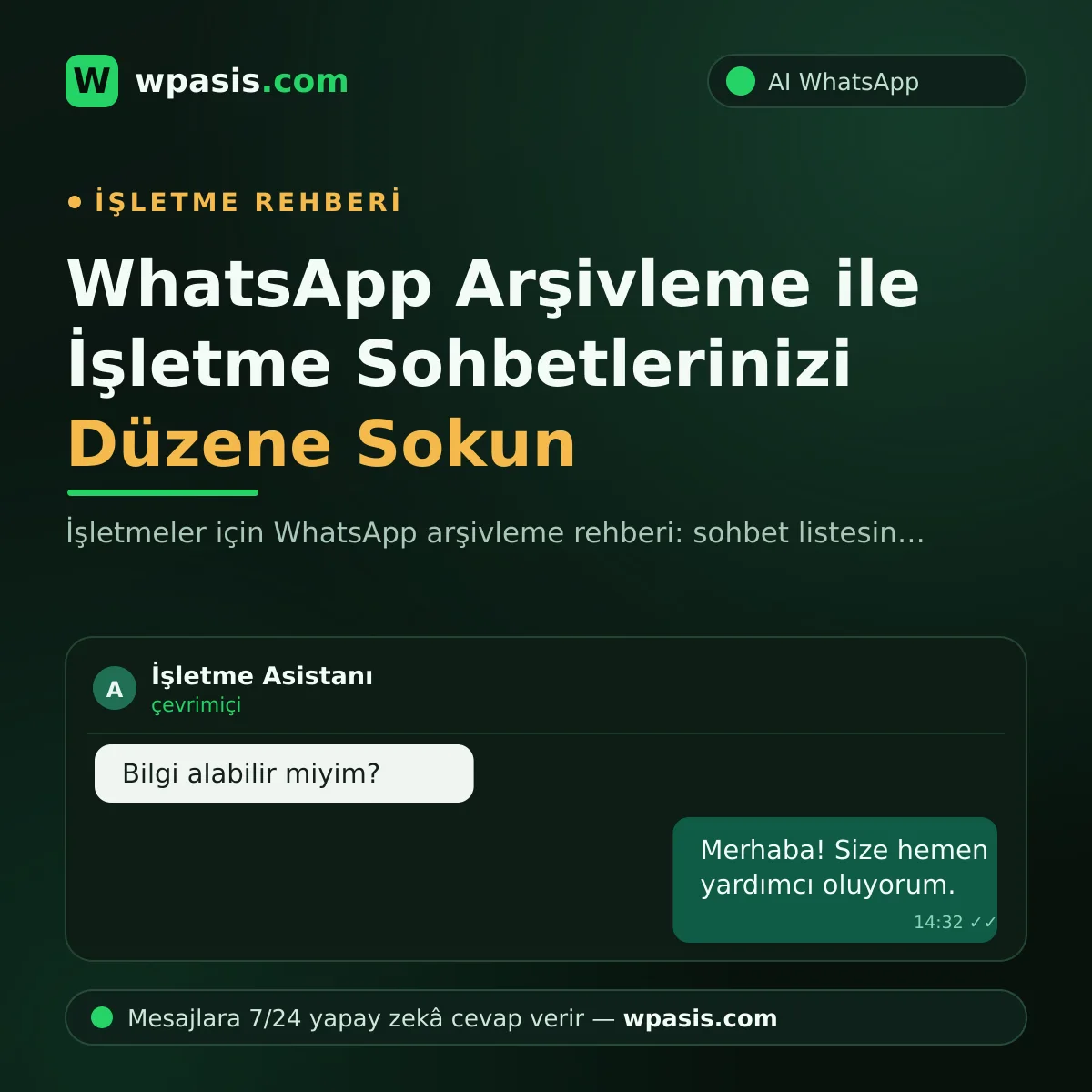 WhatsApp Arşivleme ile İşletme Sohbetlerinizi Düzene Sokun