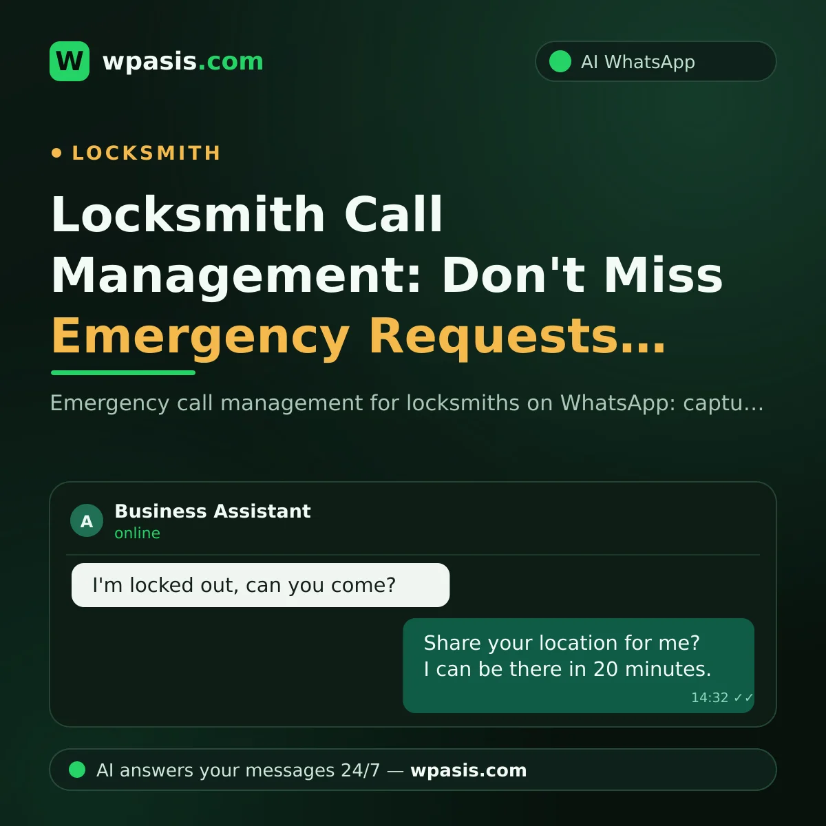 Locksmith Call Management: Don't Miss Emergency Requests with WhatsApp