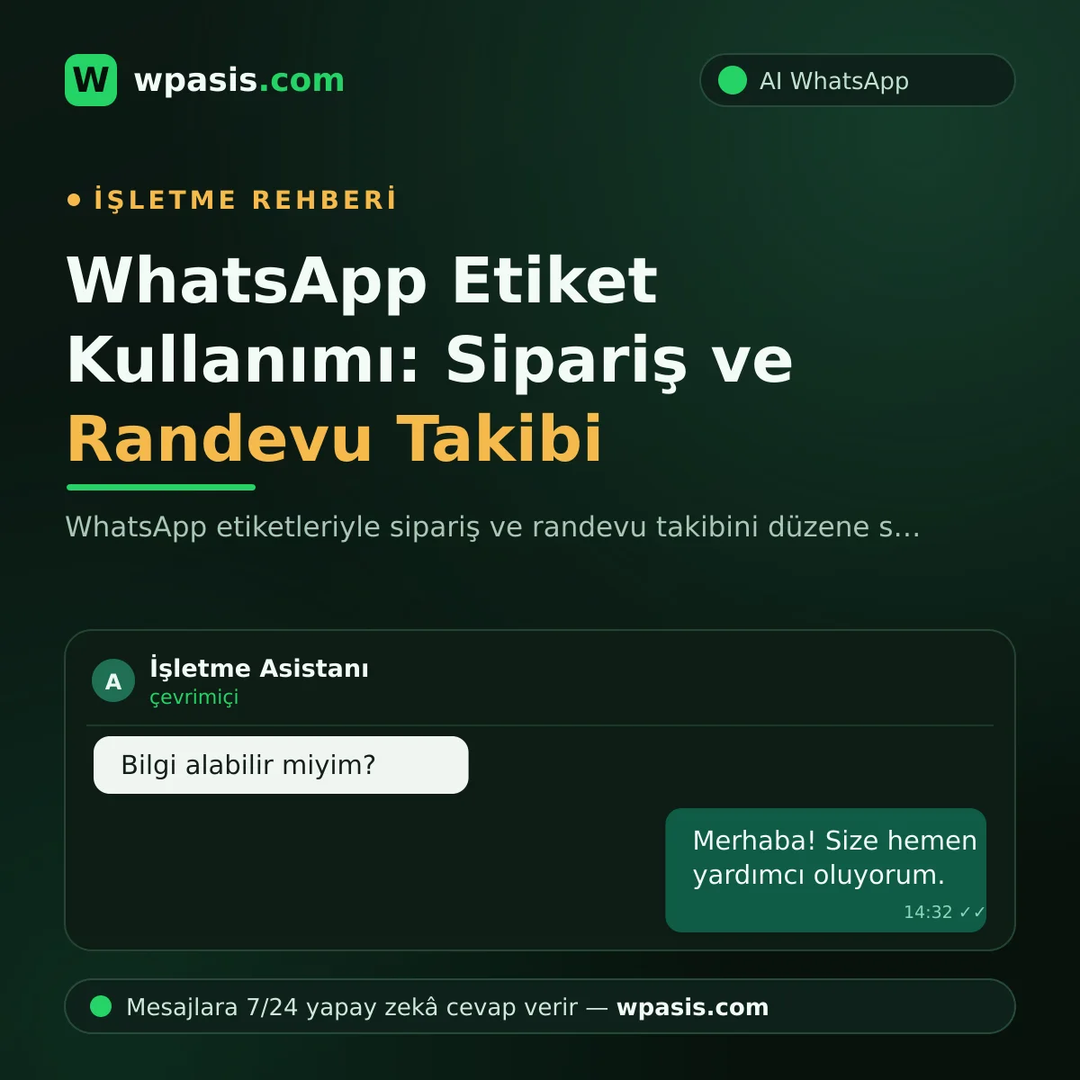WhatsApp Etiket Kullanımı: Sipariş ve Randevu Takibi