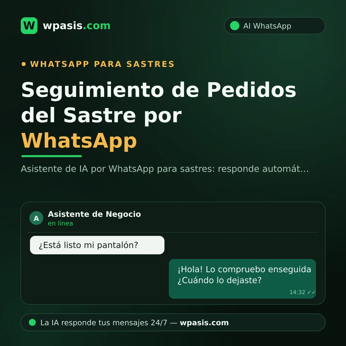 Seguimiento de Pedidos del Sastre por WhatsApp