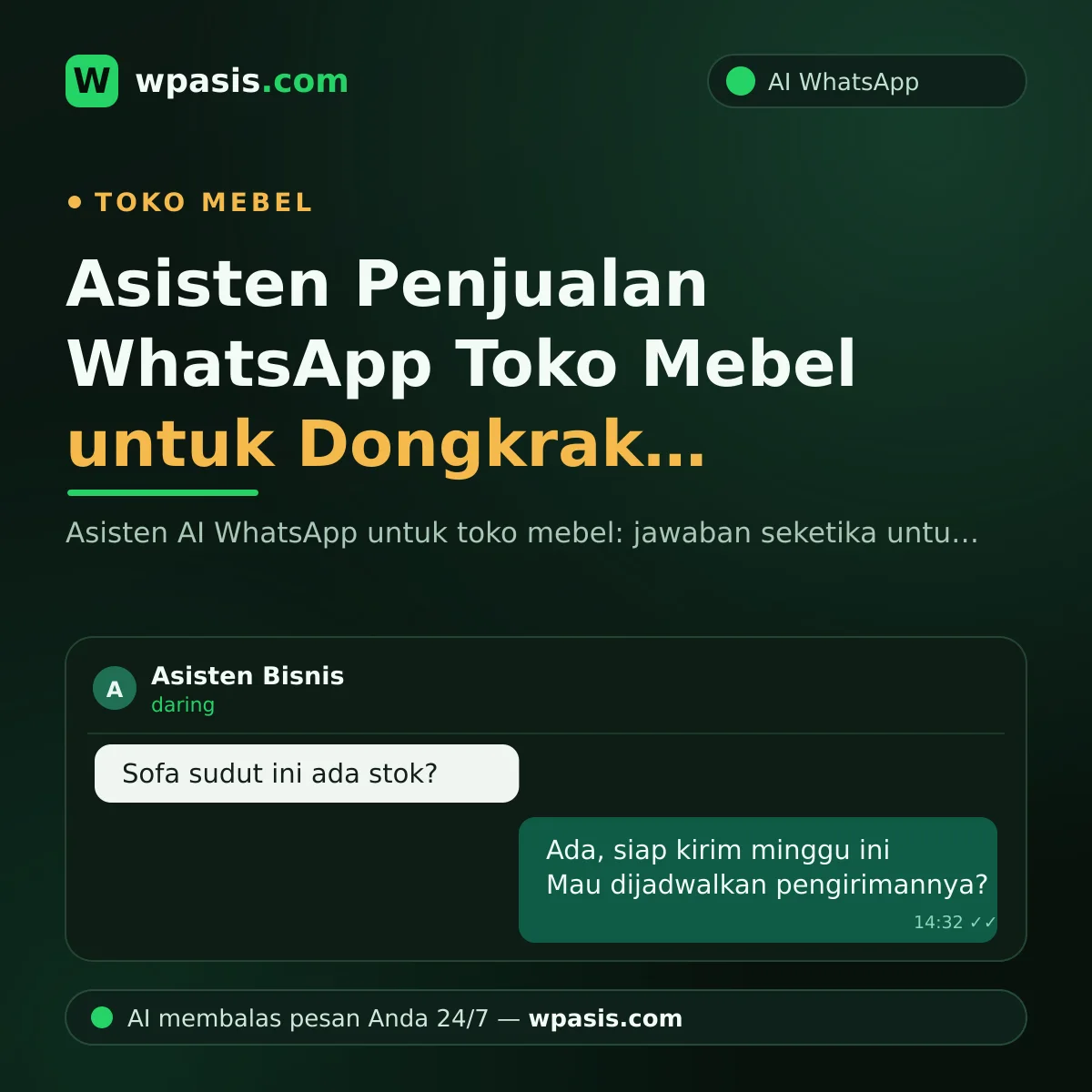 Asisten Penjualan WhatsApp Toko Mebel untuk Dongkrak Penjualan