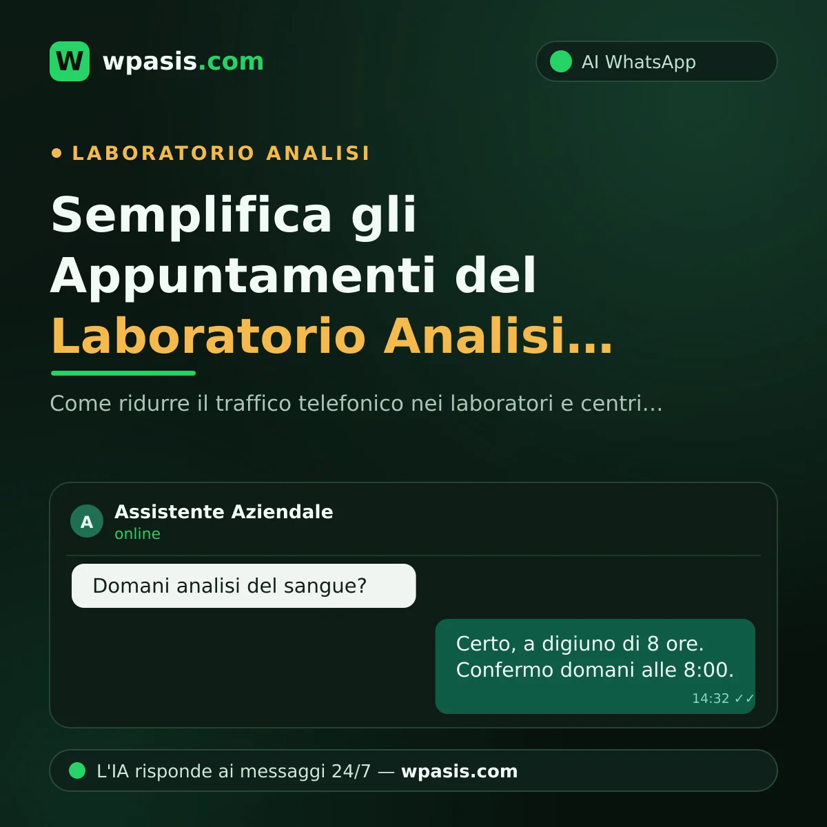 Semplifica gli Appuntamenti del Laboratorio Analisi con WhatsApp