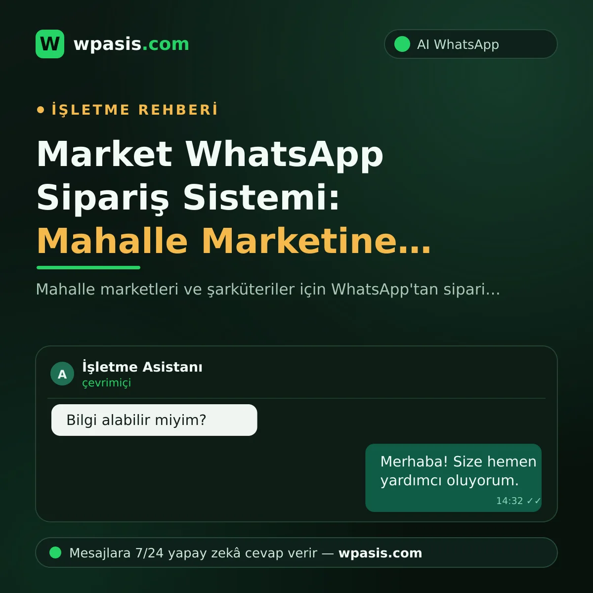 Market WhatsApp Sipariş Sistemi: Mahalle Marketine Dijital Çözüm