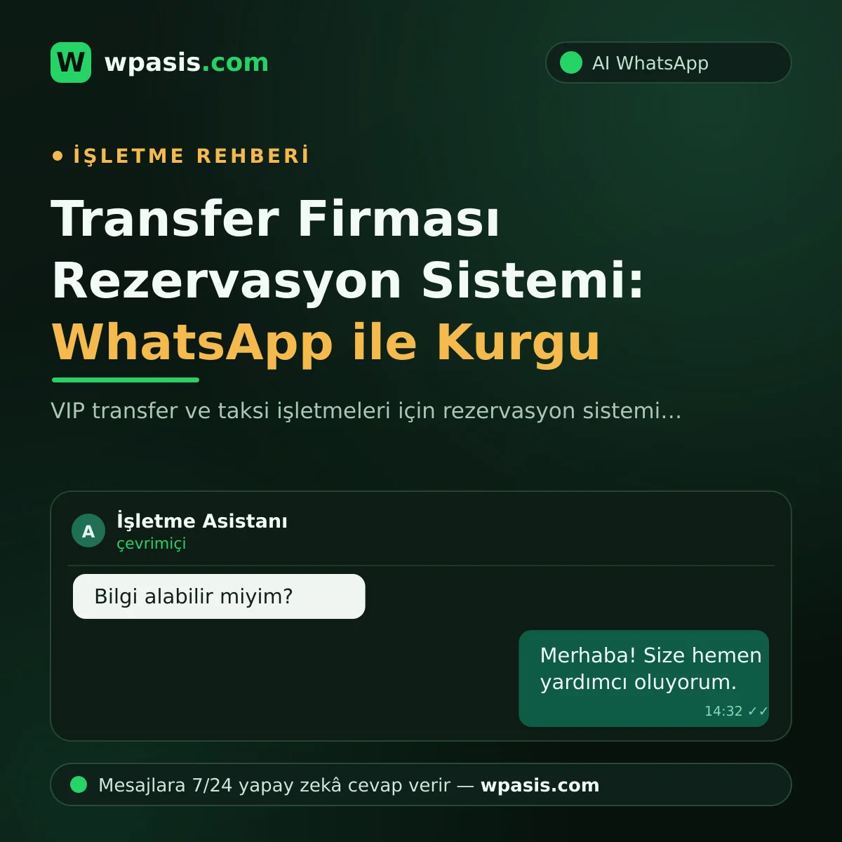 Transfer Firması Rezervasyon Sistemi: WhatsApp ile Kurgu