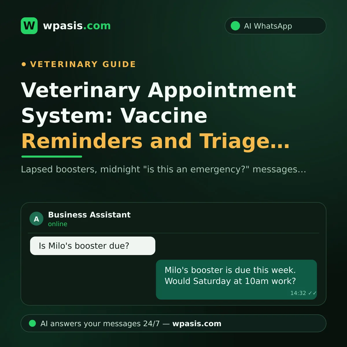 Veterinary Appointment System: Vaccine Reminders and Triage on WhatsApp