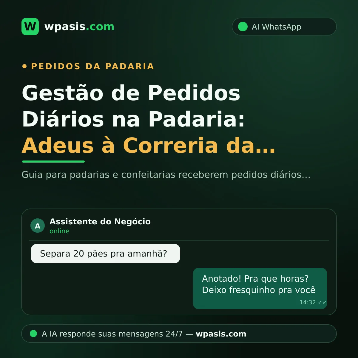 Gestão de Pedidos Diários na Padaria: Adeus à Correria da Manhã com o WhatsApp