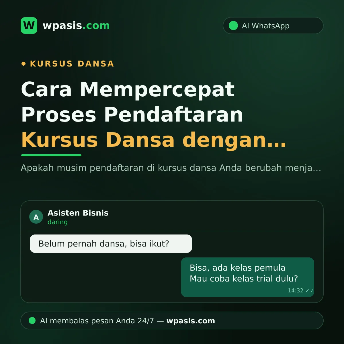 Cara Mempercepat Proses Pendaftaran Kursus Dansa dengan WhatsApp