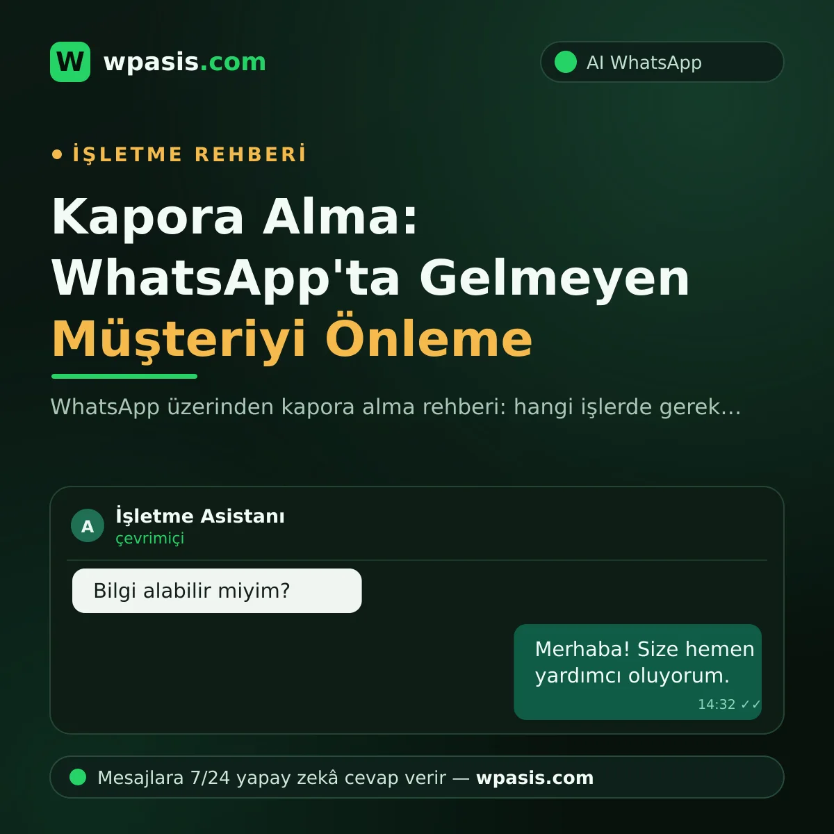 Kapora Alma: WhatsApp'ta Gelmeyen Müşteriyi Önleme