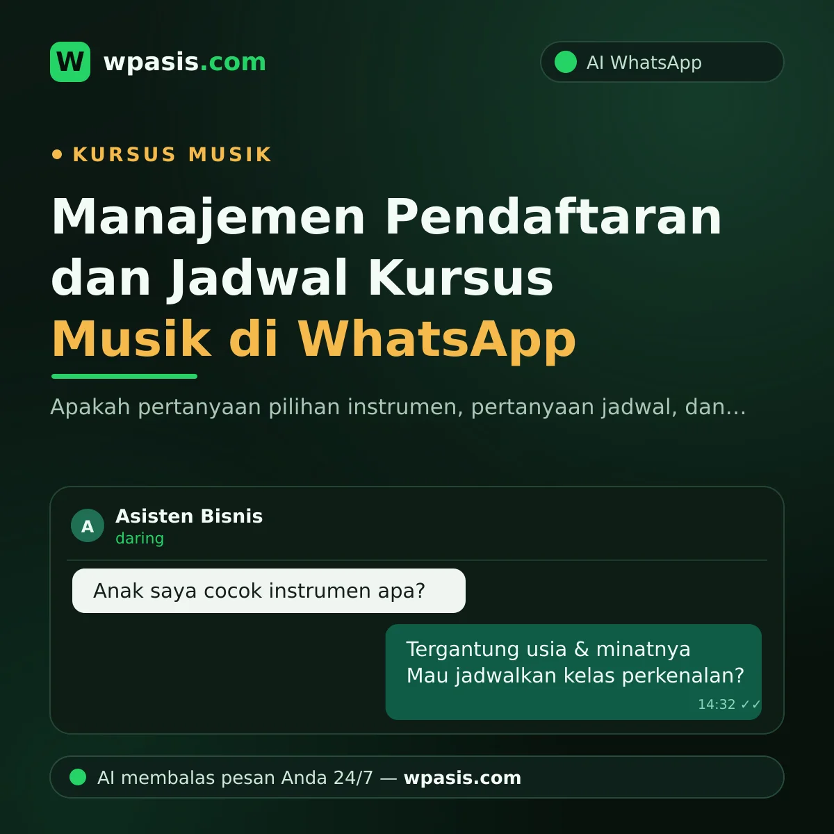 Manajemen Pendaftaran dan Jadwal Kursus Musik di WhatsApp