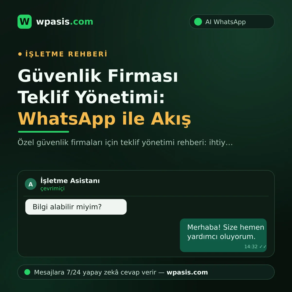 Güvenlik Firması Teklif Yönetimi: WhatsApp ile Akış