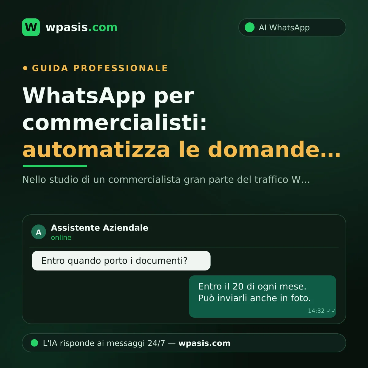 WhatsApp per commercialisti: automatizza le domande ricorrenti dei clienti